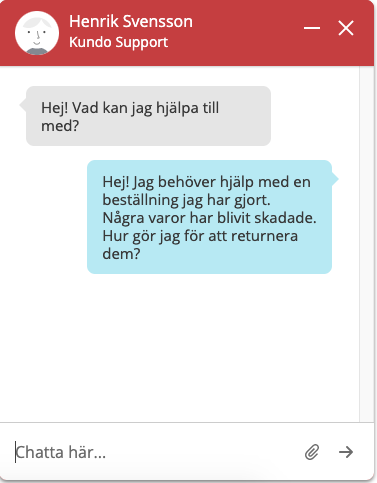 Kundo Chat (Slutanvändare) - Frågan kommer med in i chatten