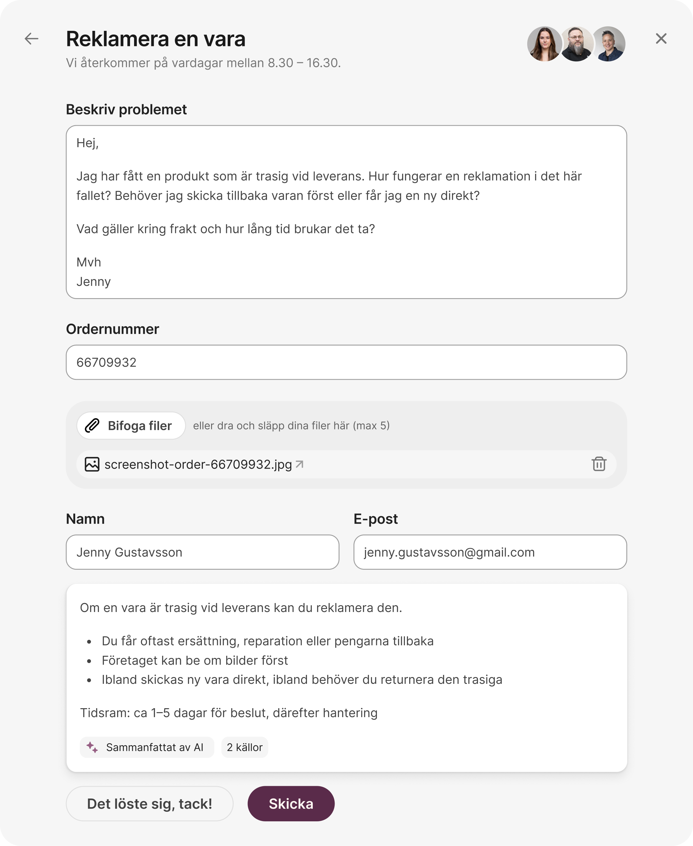 Ai Form reklamation